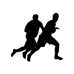 Silhouettes of people playing football with transparent background
