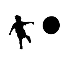 Fototapeta na wymiar Silhouettes of people playing football with transparent background