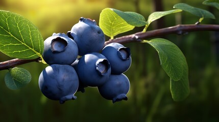 Branch of Delicious Ripe Blueberries Cut Out

 - obrazy, fototapety, plakaty