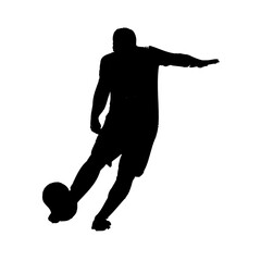 Silhouettes of people playing football with transparent background