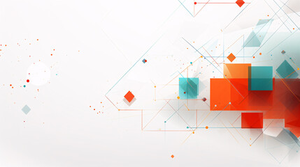 A white background with a red and blue square on it. The square is surrounded by other squares and lines