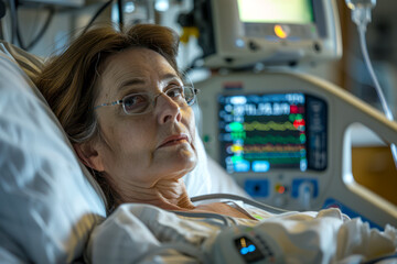 Middle-aged woman on life support: A portrait of resilience in the hospital ward