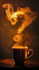 A conceptual shot of a coffee cup with steam forming the shape of a question mark symbolizing morning contemplations