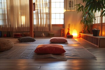 An acupressure mat session in a quiet zen-like room