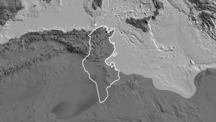 Shape of Tunisia. Glowed. Bilevel. © zelwanka