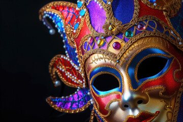 Multicolored carnival mask isolated on black background