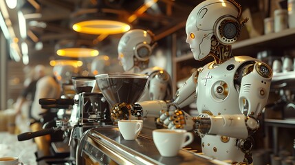 Robotic Baristas and Humans Collaborate in a Futuristic Cafe Experience