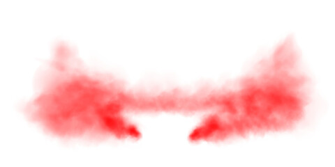 Red smog clouds on floor. Fog or smoke. Isolated transparent special effect. Morning fog over land or water surface. Magic haze. PNG.