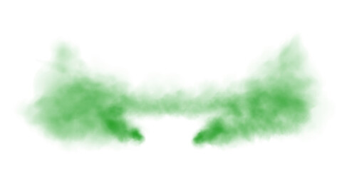 Green smog clouds on floor. Fog or smoke. Isolated transparent special effect. Morning fog over...