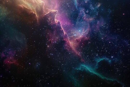 Nebula, galaxies and stars. Colorful universe and deep space. AI Generated 