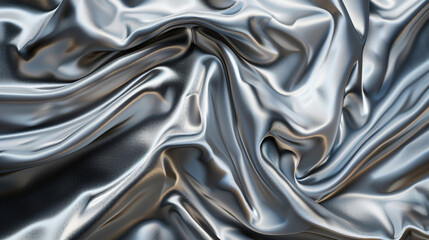 Background of a silver fabric with folds.