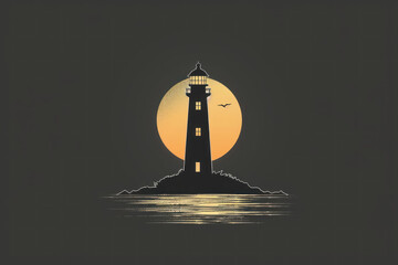 Modern Lighthouse Logo, Stylized minimalistic lighthouse, Elegant simplicity on white - obrazy, fototapety, plakaty