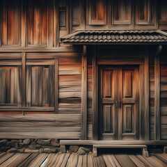 Fototapeta na wymiar interior of a house window, wood, house, wooden, architecture, old, door, wall, building, home, frame, ancient, vintage, brown, glass, exterior, texture, design, Ai generated 