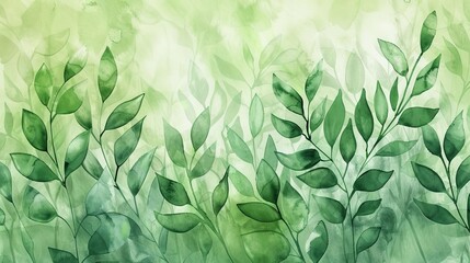 Delicate Watercolor Foliage Abstract Background in Fresh Green Hues. Natural Organic Texture, Botanical Garden Inspiration. Soothing Zen Illustration for Spa, Wellness and Eco-Friendly Designs