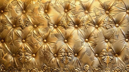 Luxury worn golden couch plating background. Gold texture closeup. AI Generated 