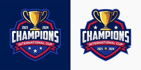 Champions Sports League Emblem Badge Logo Design Vector Template. - obrazy, fototapety, plakaty