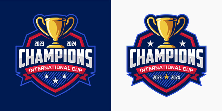 Champions Sports League Emblem Badge Logo Design Vector Template.