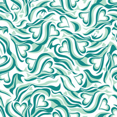 green marbled heart seamless vector pattern