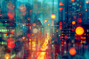 background with lights, night city street, city lights, Night bokeh light in big city, abstract blur defocused background - Powered by Adobe