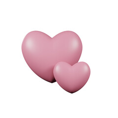3d pink hearts on transparent background