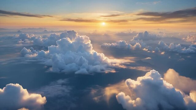 Golden hour over a tranquil cloud landscape
