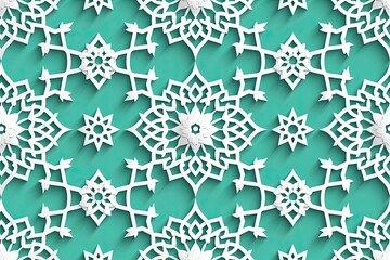 beautiful jade and white modern islamic ornament wall vector with floral pattern 