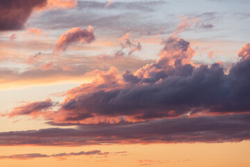 Beautiful summer sunset sky, purple, pink, orange and blue shades - 758168944