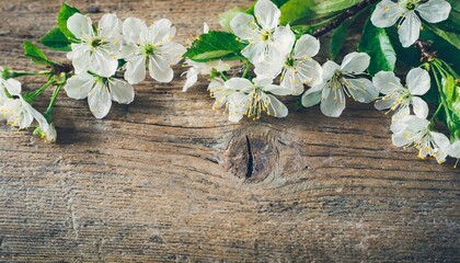 cherry blossom flowers on vintage wooden background border design vintage color tone concept flower of spring or summer background