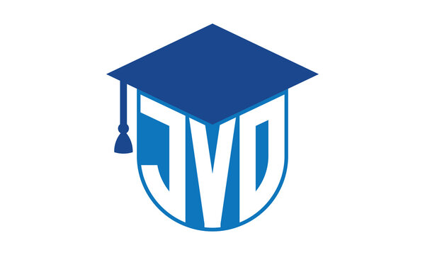JVO initial letter academic logo design vector template. school college logo, university logo, graduation cap logo, institute logo, educational logo, library logo, teaching logo, book shop, varsity