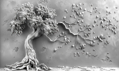 3d white tree wallpaper