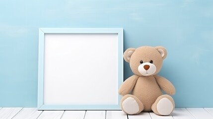 Cute Toy Teddy Bear on White Wooden Surface

