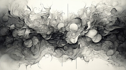  Intricate ink lines forming abstract shapes on a textured surface, inviting the viewer to explore their hidden meanings