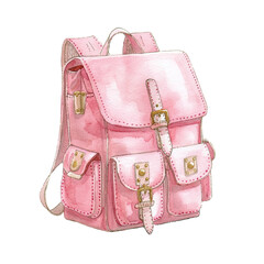 cute school backpack vector illustration in watercolour style