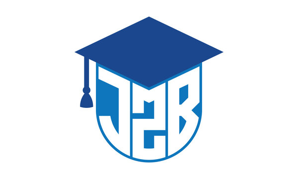 JZB initial letter academic logo design vector template. school college logo, university logo, graduation cap logo, institute logo, educational logo, library logo, teaching logo, book shop, varsity
