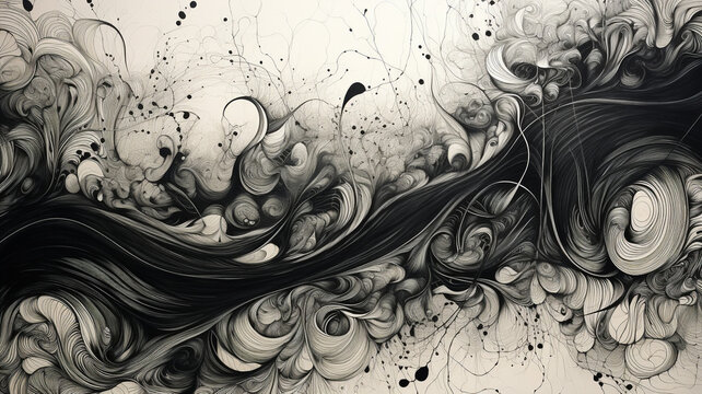  Intricate ink lines forming abstract shapes on a textured surface, inviting the viewer to explore their hidden meanings