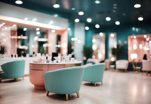 Blurred image of an upscale nail salon, generative AI