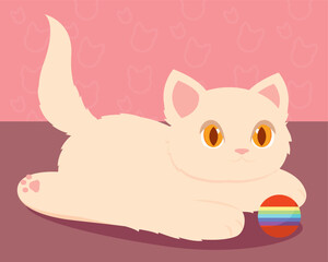 Cute cat cartoon kawaii Vector