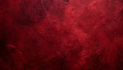 Deurstickers grunge dark royal red color abstract paper or marbled granite stone rock wall texture background with grain distressed design pattern in textured panorama banner header © joesph