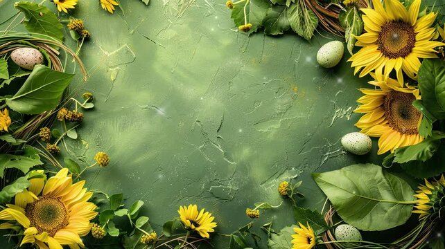 Easter Egg Flower Nature Frame Background