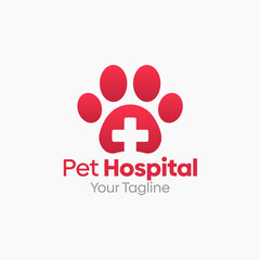 Illustration Vector Graphic Logo of Pet Hospital. Merging Concepts of a Pet and First aid kit Shape. Good for Clinic, pet hospital, agency and etc
