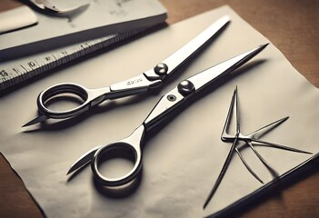 Scissors are a small cutting tool with two sharp blades that are screwed together. You use scissors for cutting things such as paper and cloth ,I believe more in the scissors than I do in the pencil   - obrazy, fototapety, plakaty