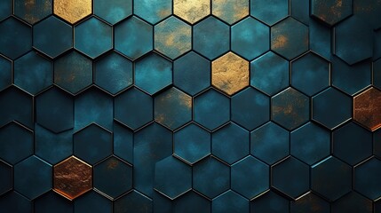 Geometric background with hexagon shaped elements - obrazy, fototapety, plakaty