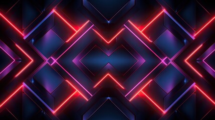 Geometric background with neon outlines - obrazy, fototapety, plakaty