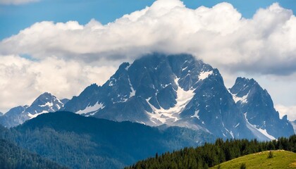 Fototapeta na wymiar cloudy mountain peak isolated on background