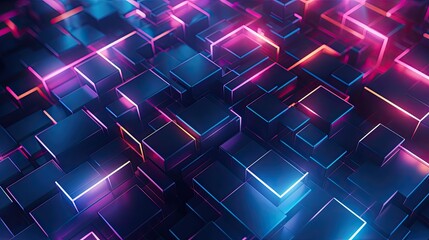 Geometric backgrounds with neon outlines and waves of light
