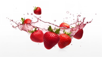 Delicious Strawberries Juice Splash Cut Out - 8K Resolution

