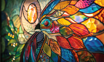  Stained glass- abstract bird pattern , Rebirth of Stained Glass texture colorful wallpaper