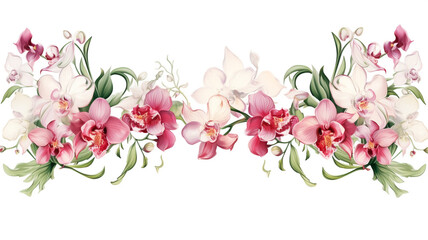 Fototapeta na wymiar A close-up shot of a delicate floral arrangement forming an elegant frame, ideal for showcasing your text or logo
