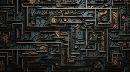 Geometric background with maze patterns