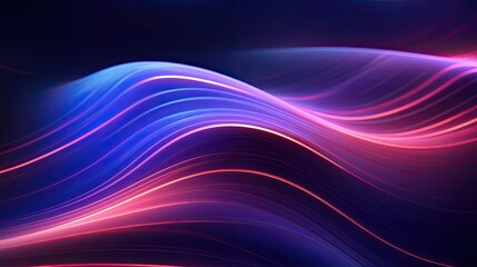 Geometric background with neon outlines and waves of light